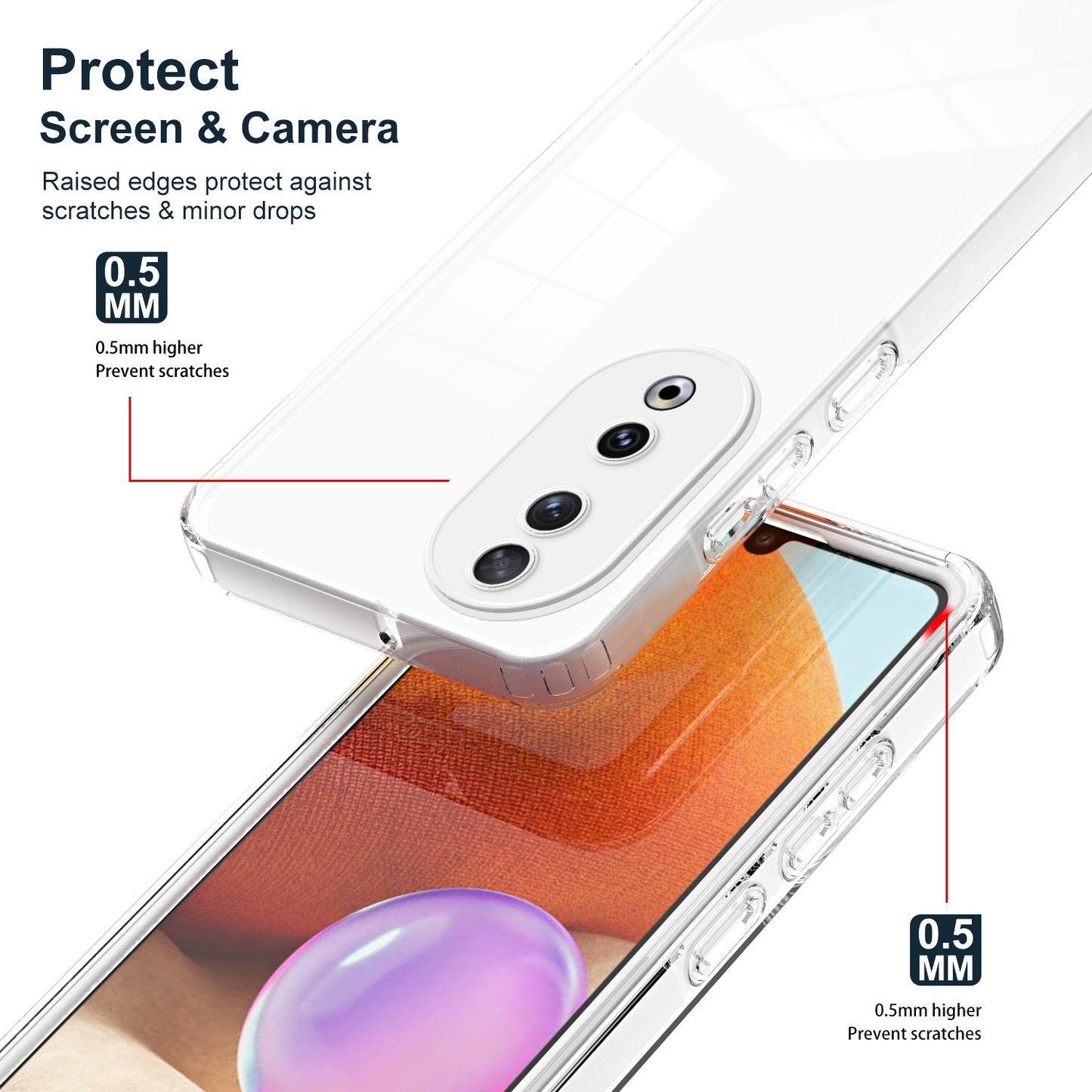 For-Honor-90-3-in-1-Clear-TPU-Color-PC-Frame-Phone-Case(White)