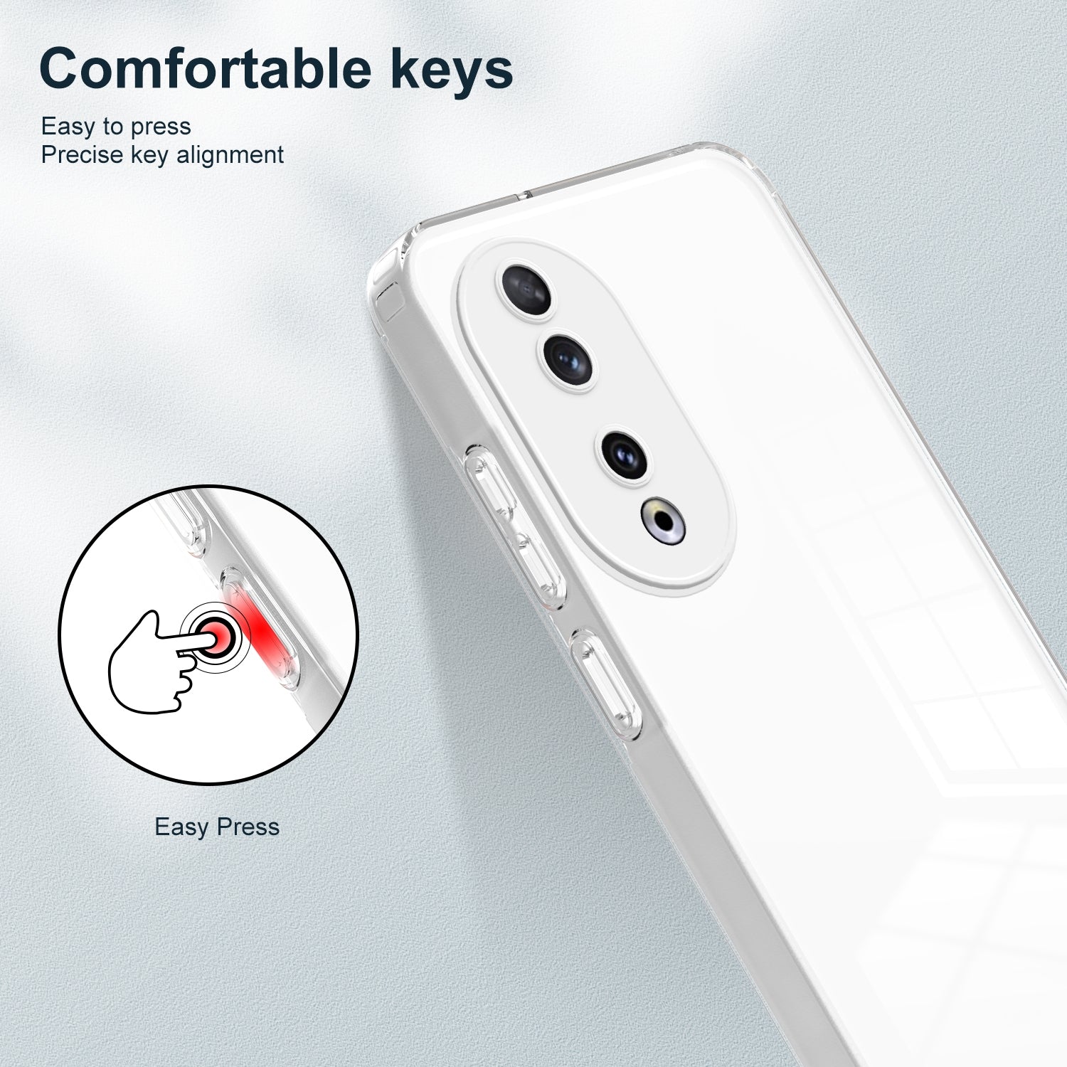 For-Honor-90-3-in-1-Clear-TPU-Color-PC-Frame-Phone-Case(White)