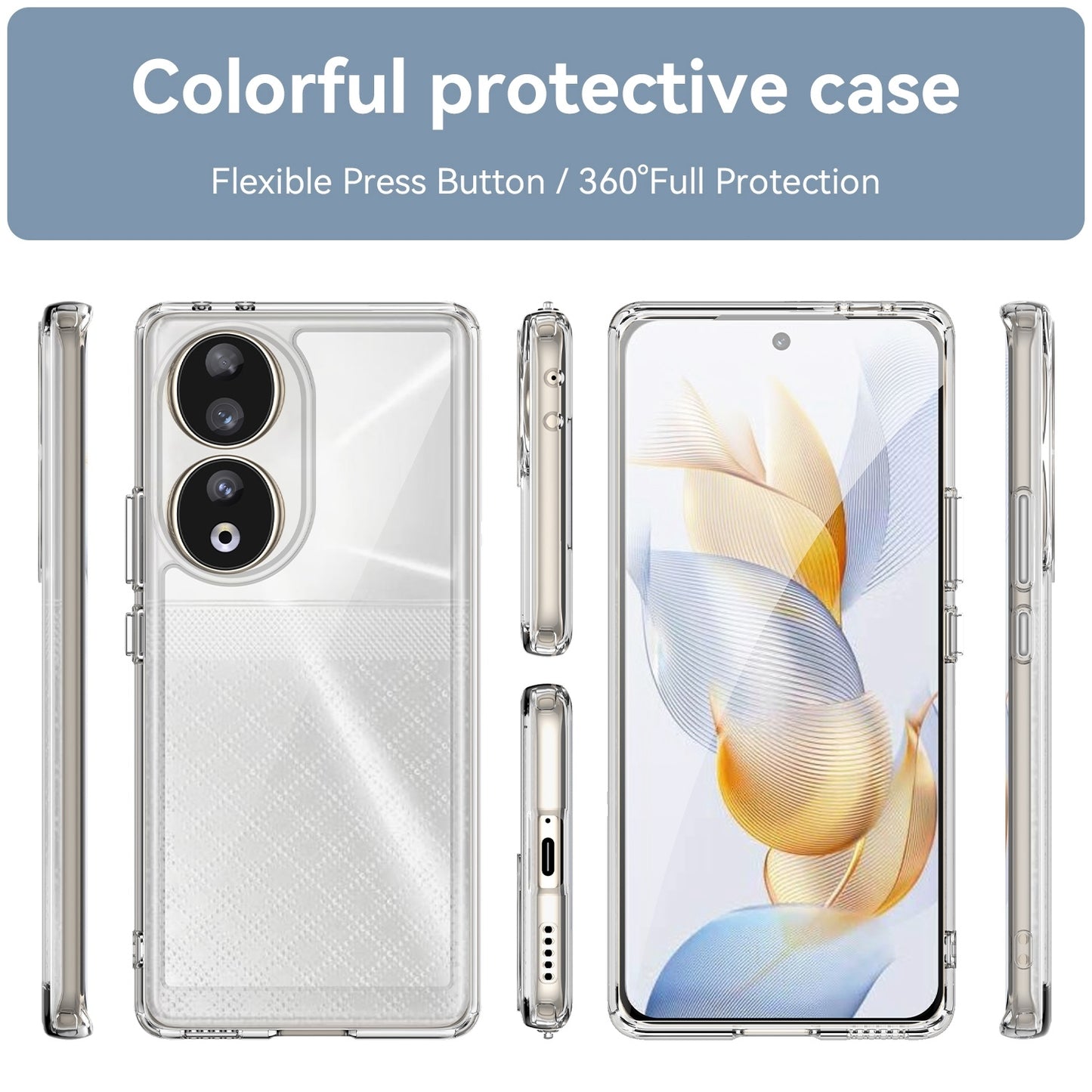 For-Honor-90-Colorful-Series-Acrylic-Hybrid-TPU-Phone-Case(Transparent)