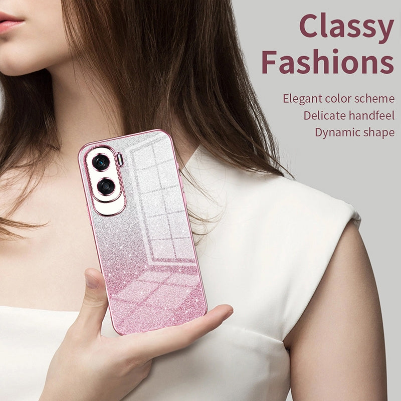 For-Honor-90-Gradient-Glitter-Powder-Electroplated-Phone-Case(Gold)