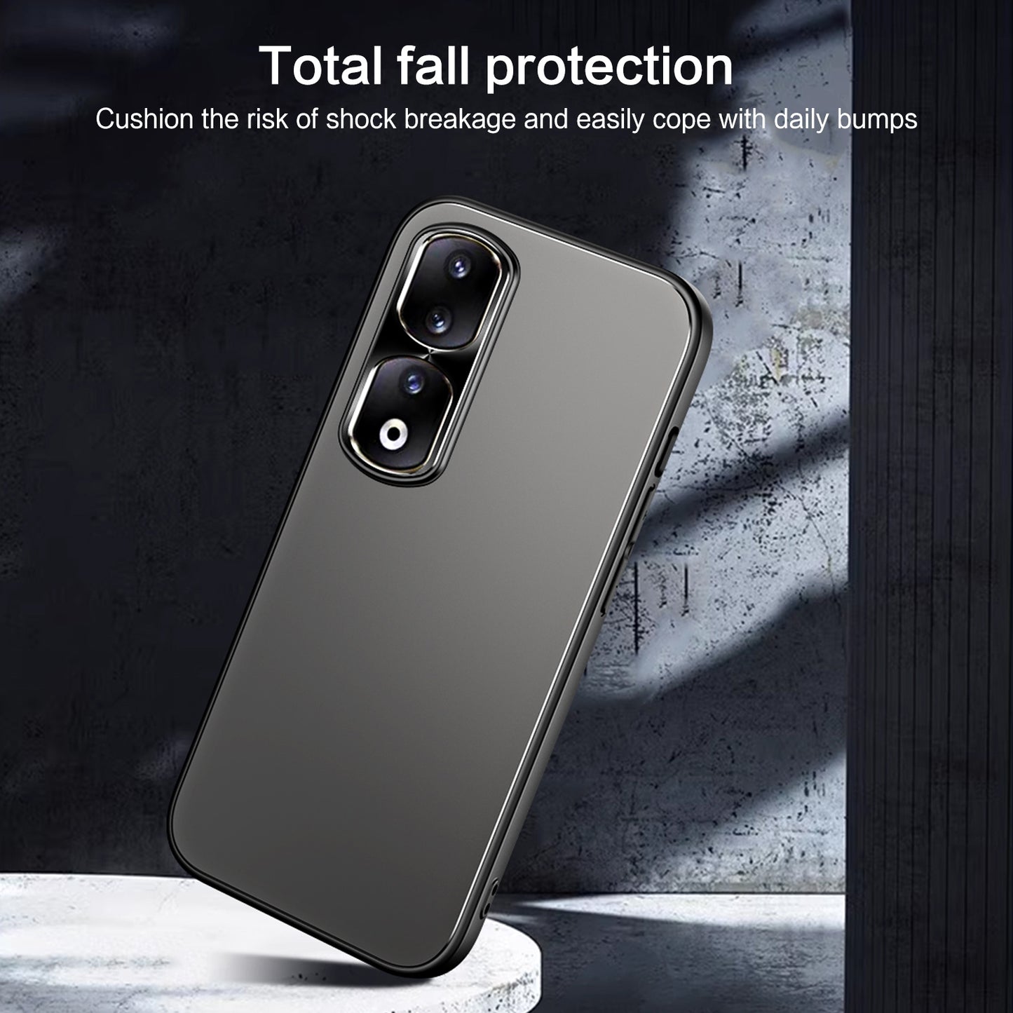 For-Honor-90-R-JUST-RJ-61-Electroplating-Frosted-TPU-+-PC-Phone-Case-with-Holder(Grey)