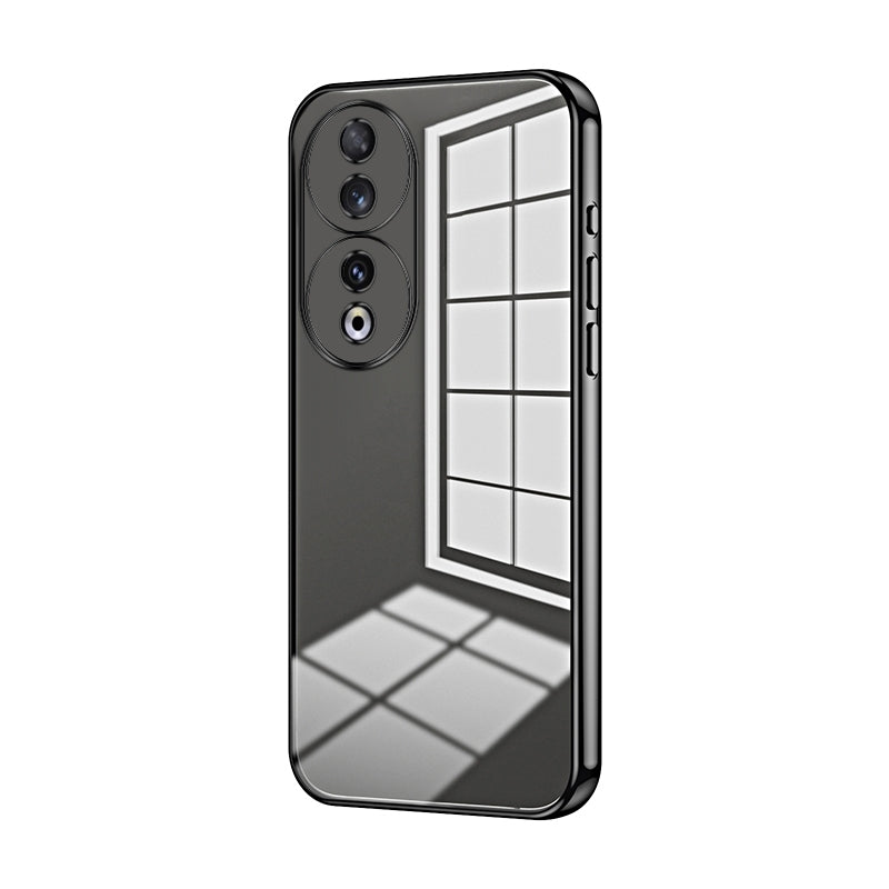For-Honor-90-Transparent-Plating-Fine-Hole-Phone-Case(Black)