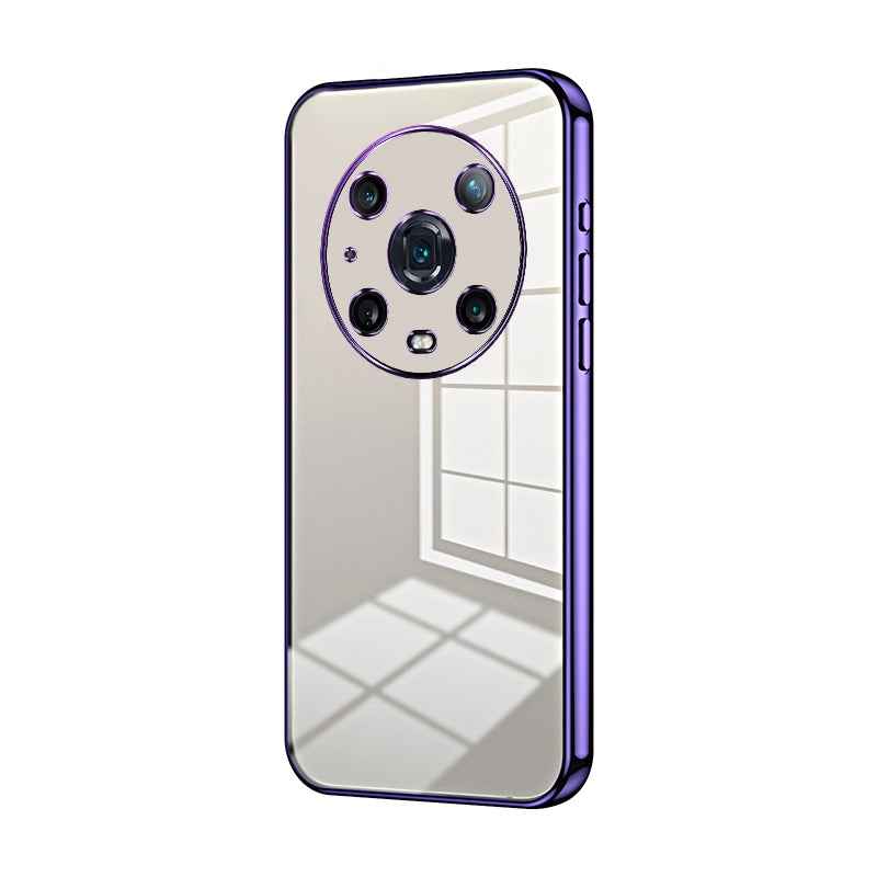 For-Honor-Magic4-Pro-Transparent-Plating-Fine-Hole-Phone-Case(Purple)