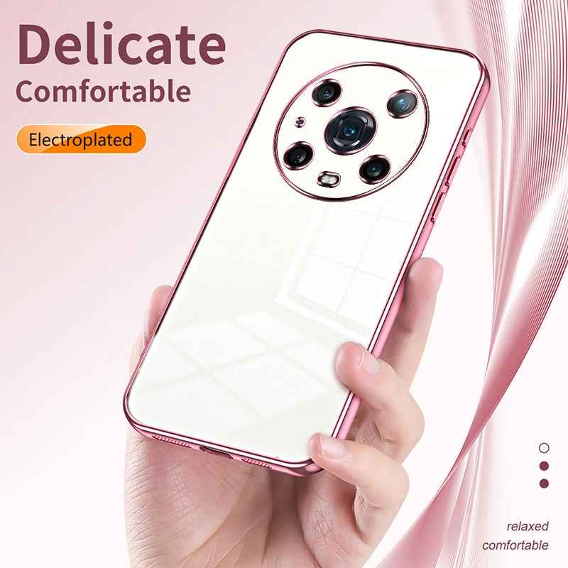 For-Honor-Magic4-Pro-Transparent-Plating-Fine-Hole-Phone-Case(Purple)