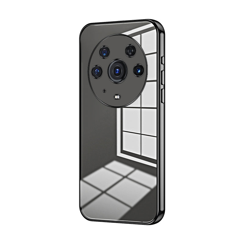 For-Honor-Magic3-Pro-Transparent-Plating-Fine-Hole-Phone-Case(Black)