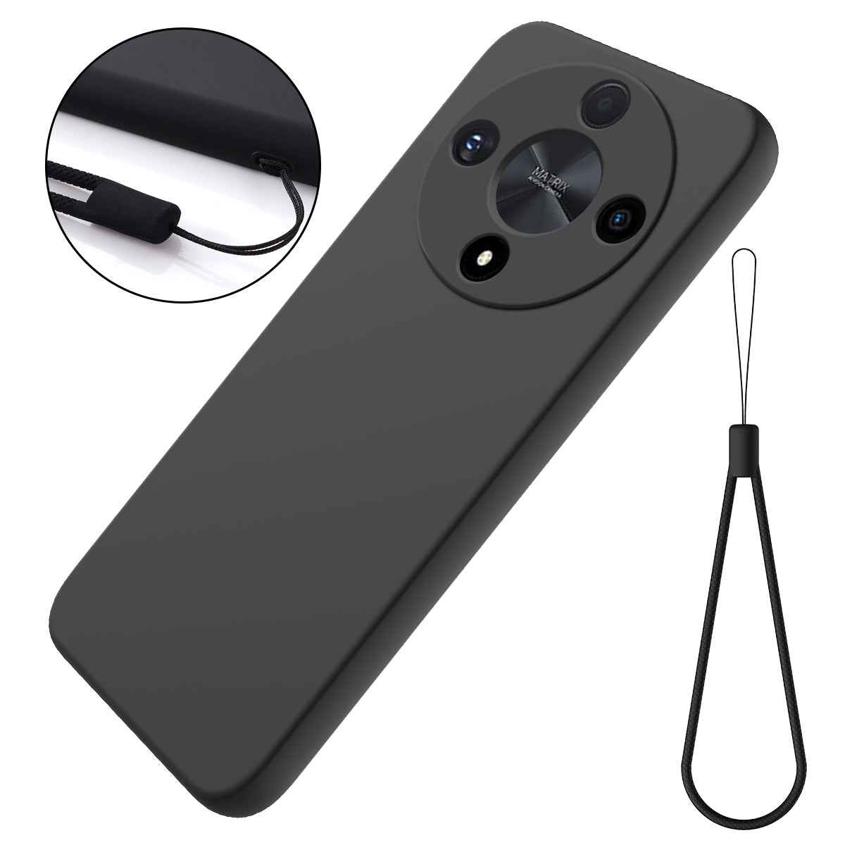For-Honor-Magic-6-Lite-Solid-Color-Liquid-Silicone-Dropproof-Full-Coverage-Protective-Case(Black)