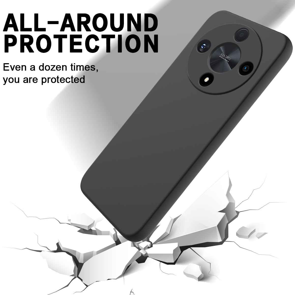 For-Honor-Magic-6-Lite-Solid-Color-Liquid-Silicone-Dropproof-Full-Coverage-Protective-Case(Black)