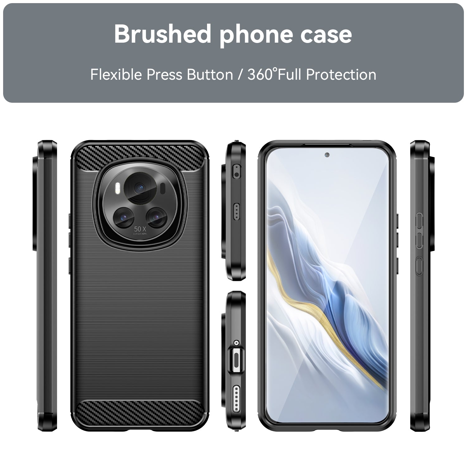 For-Honor-Magic-6-Carbon-Fiber-Brushed-Texture-TPU-Phone-Case(Black)