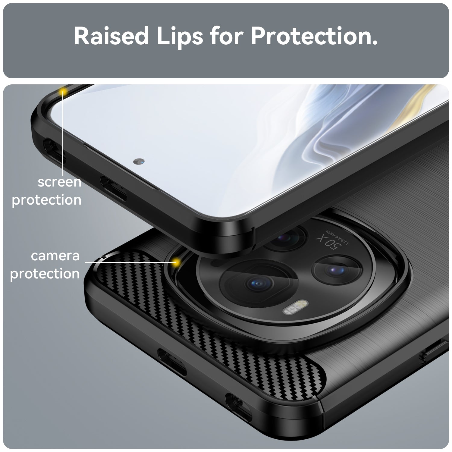 For-Honor-Magic-6-Carbon-Fiber-Brushed-Texture-TPU-Phone-Case(Black)