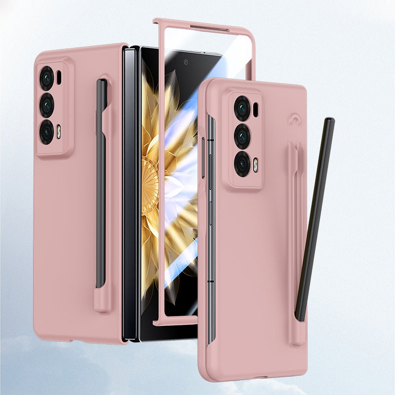For-Honor-Magic-V2-Integrated-Skin-Feel-PC-Phone-Case-with-Pen-/-Pen-Box(Pink)