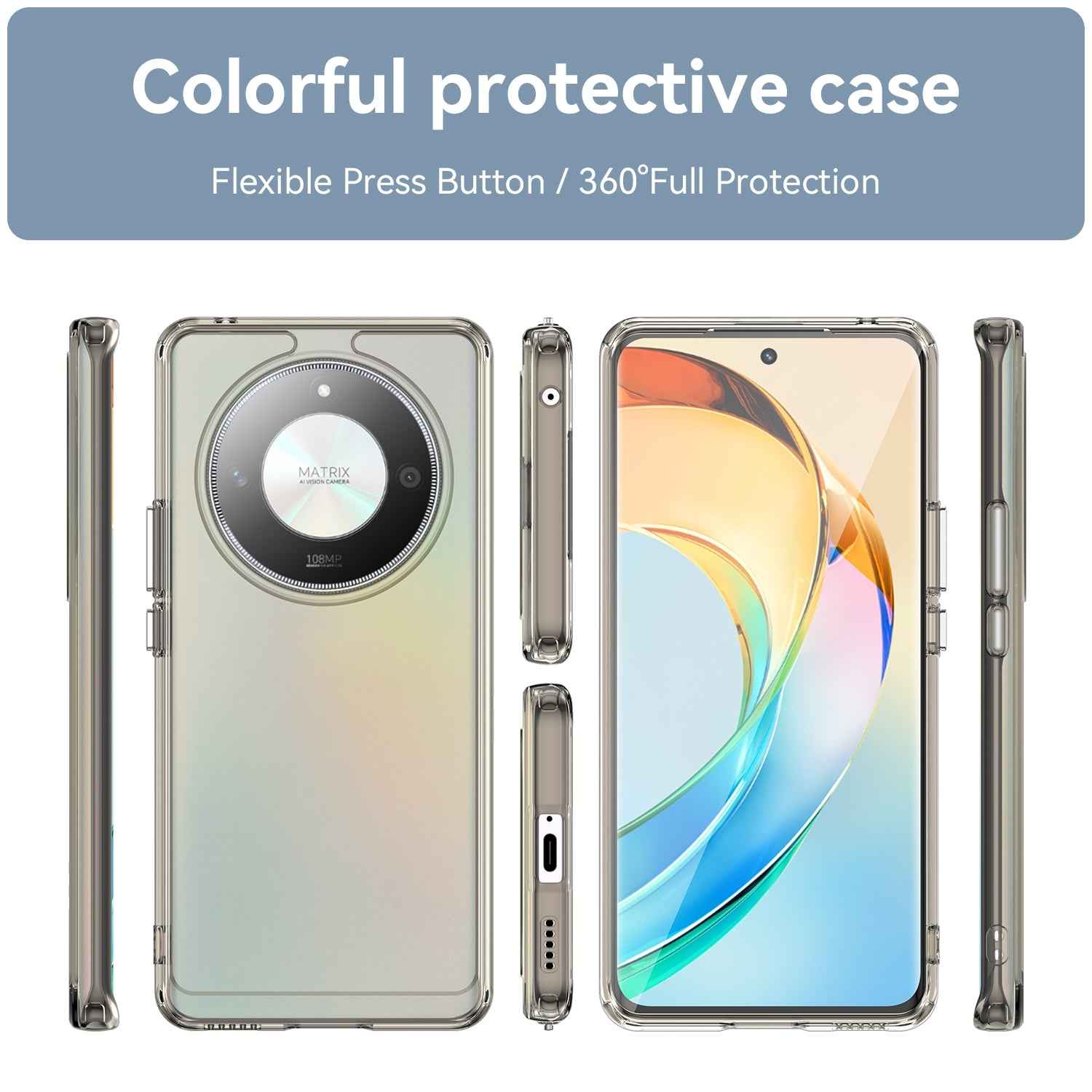 For-Honor-Magic6-Lite-Candy-Series-TPU-Phone-Case(Transparent-Grey)