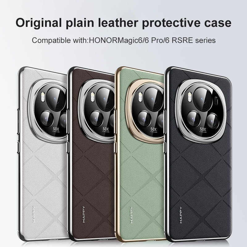For-Honor-Magic6-Pro-Plain-Leather-PC-Phone-Case(Wine-Red)