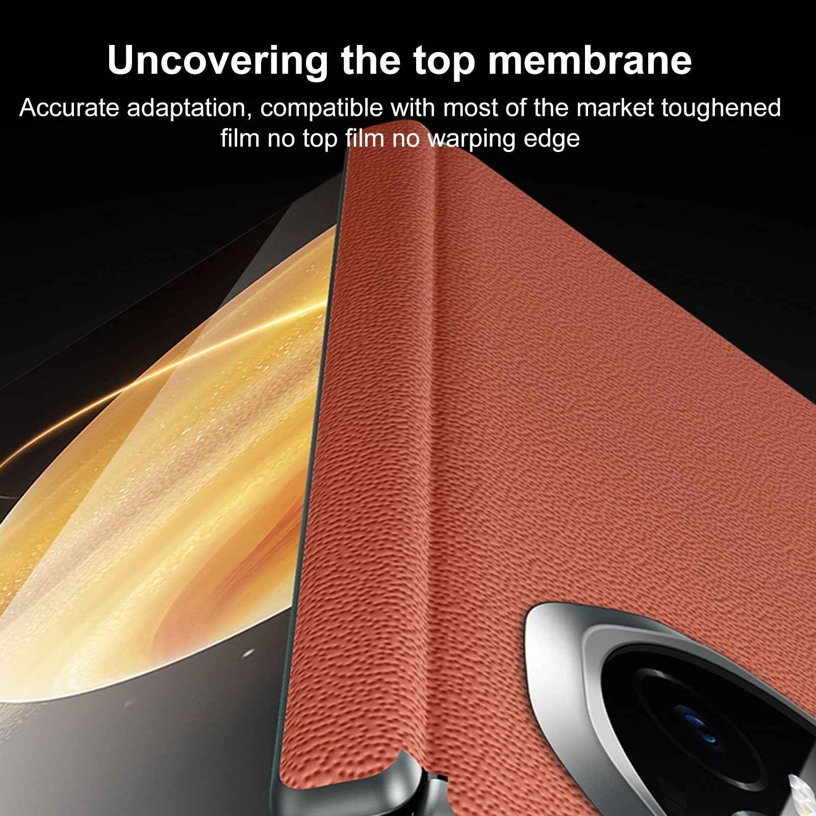 For-Honor-Magic-V3-SULADA-Frameless-Top-Layer-Cowhide-Leather-+-PC-Phone-Case(Black)