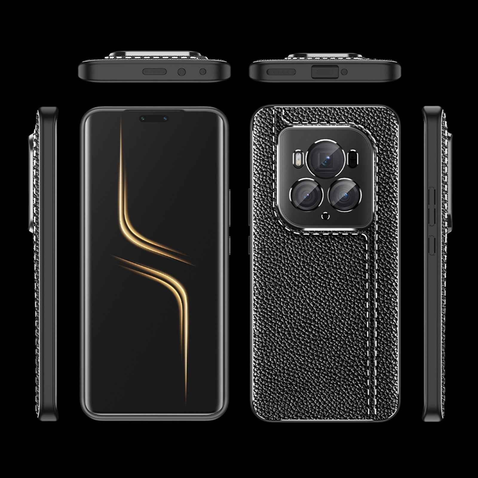 For-Honor-Magic6-Ultimate-Litchi-Texture-Shockproof-TPU-Phone-Case(Black)