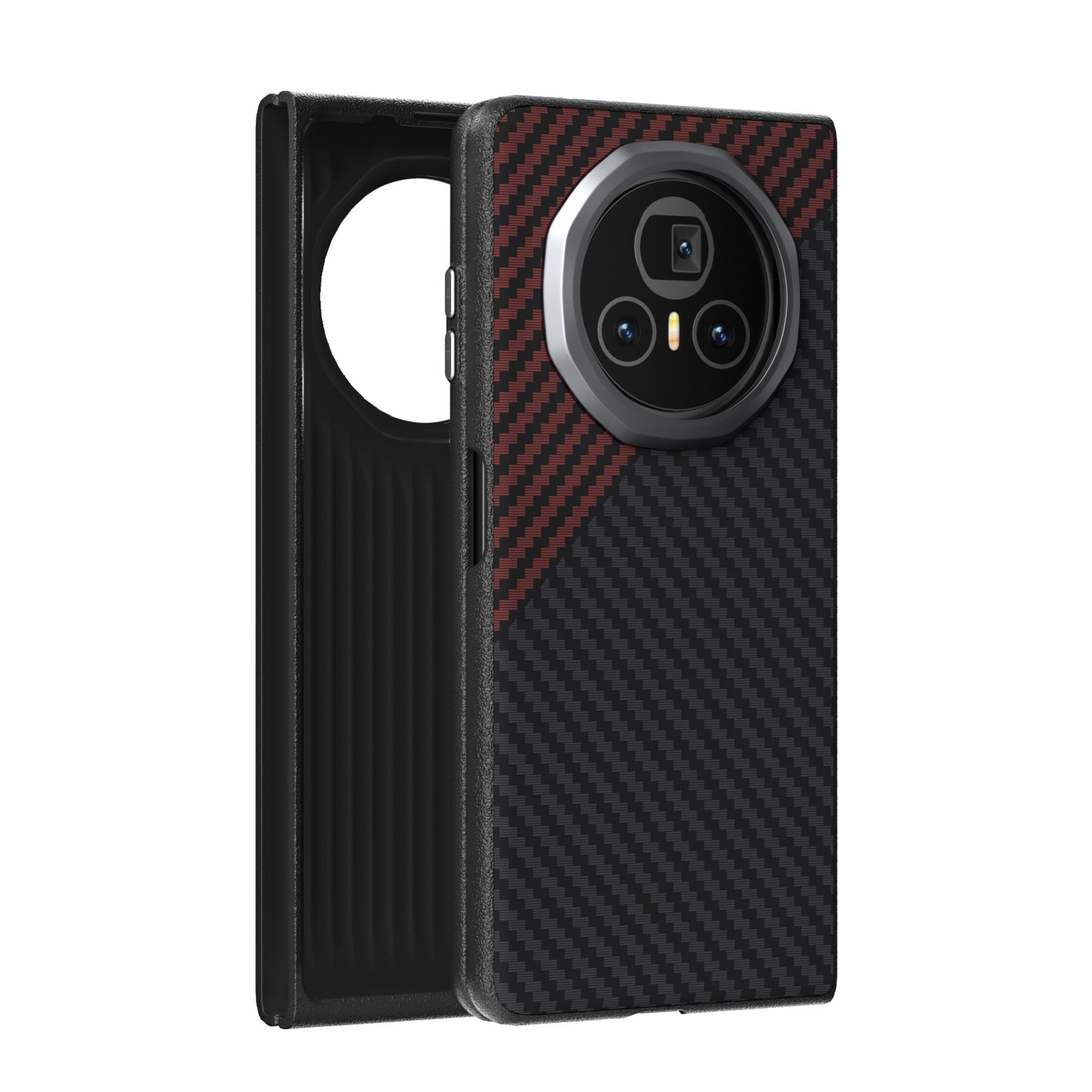 For-Honor-Magic-V3-ABEEL-C-Carbon-Fiber-Series-6D-Micro-Relief-MagSafe-Phone-Case(Black-Red)