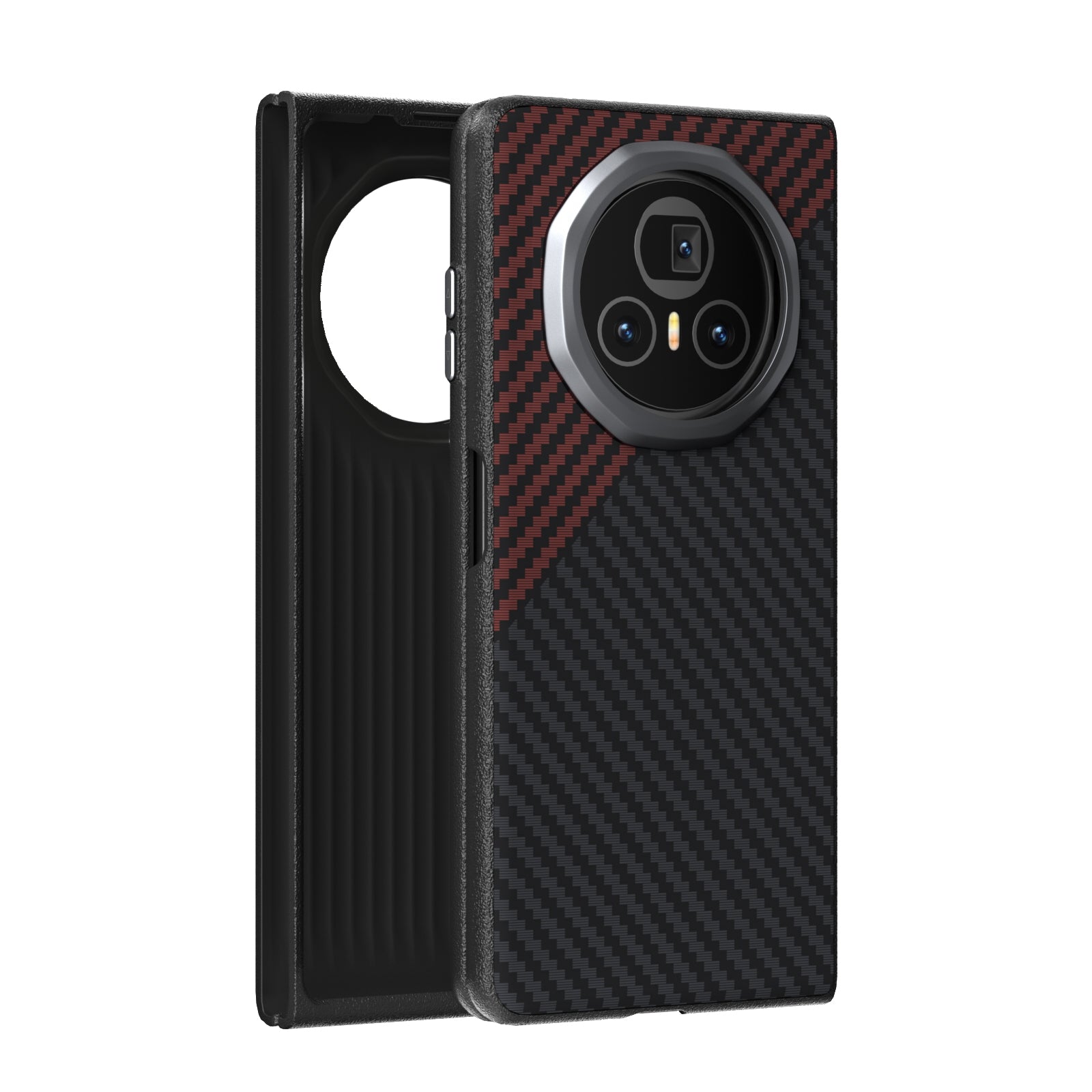 For-Honor-Magic-V3-ABEEL-C-Carbon-Fiber-Series-6D-Micro-Relief-MagSafe-Phone-Case(Black-Red)