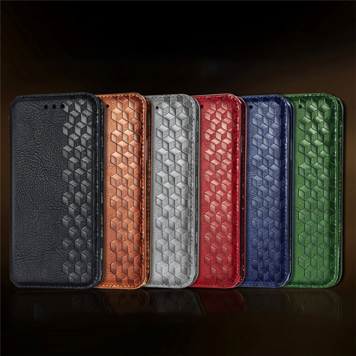 For-Honor-Magic6-Pro-Cubic-Grid-Pressed-Magnetic-Leather-Phone-Case(Grey)