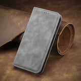 For-Honor-Magic6-Pro-Retro-Skin-Feel-Magnetic-Flip-Leather-Phone-Case(Grey)