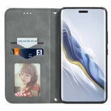 For-Honor-Magic6-Pro-Retro-Skin-Feel-Magnetic-Flip-Leather-Phone-Case(Grey)
