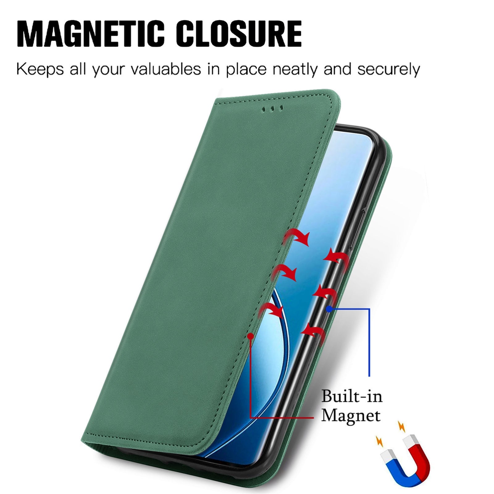 For-Honor-Magic6-Pro-Retro-Skin-Feel-Magnetic-Flip-Leather-Phone-Case(Grey)