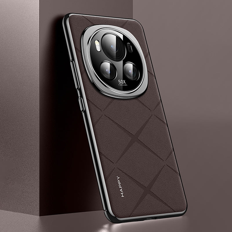 For-Honor-Magic6-Plain-Leather-PC-Phone-Case(Brown)