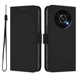 For-Honor-X30-5G-/-X9-5G-/-X9-4G-Skin-Feel-Solid-Color-Leather-Phone-Case-with-Lanyard(Black)
