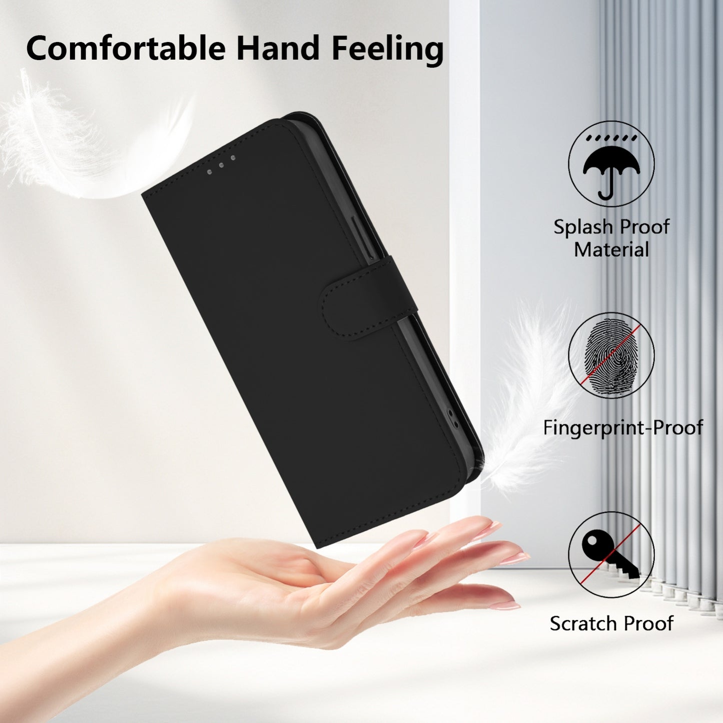 For-Honor-X30-5G-/-X9-5G-/-X9-4G-Skin-Feel-Solid-Color-Leather-Phone-Case-with-Lanyard(Black)