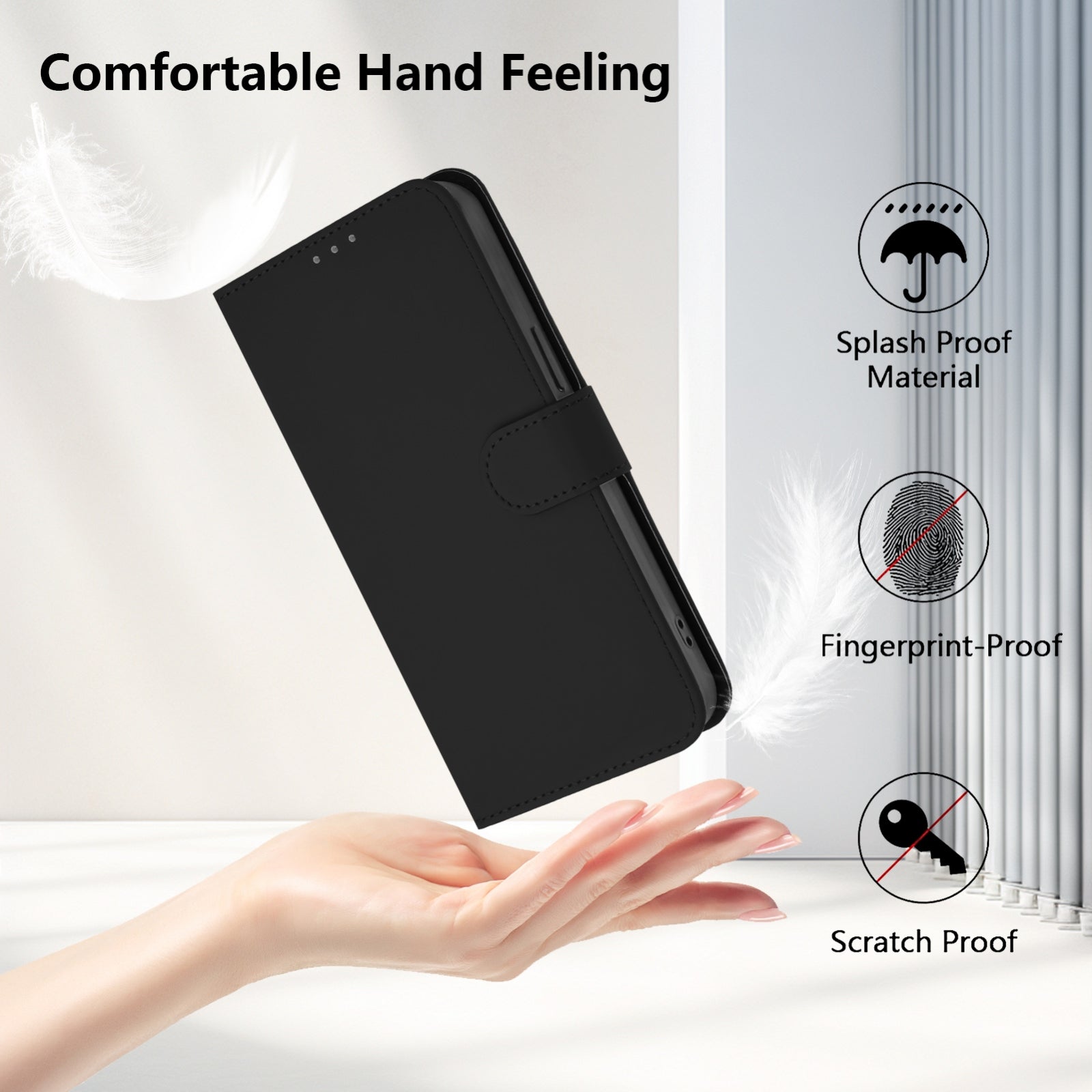 For-Honor-X30-5G-/-X9-5G-/-X9-4G-Skin-Feel-Solid-Color-Leather-Phone-Case-with-Lanyard(Black)