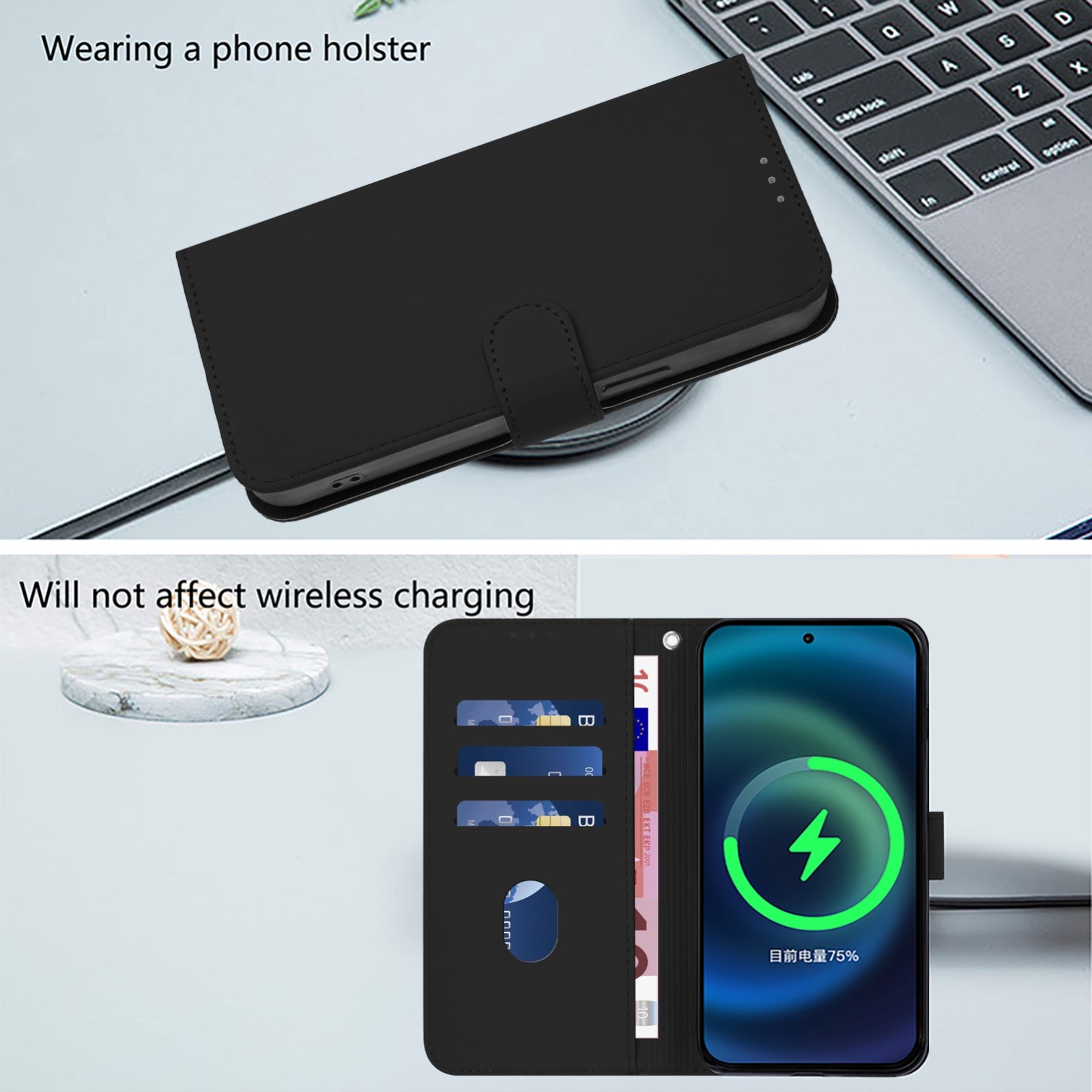 For-Honor-X30-5G-/-X9-5G-/-X9-4G-Skin-Feel-Solid-Color-Leather-Phone-Case-with-Lanyard(Black)