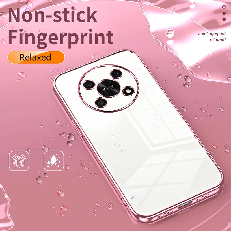 For-Honor-X30-/-X9-5G-Transparent-Plating-Fine-Hole-Phone-Case(Pink)