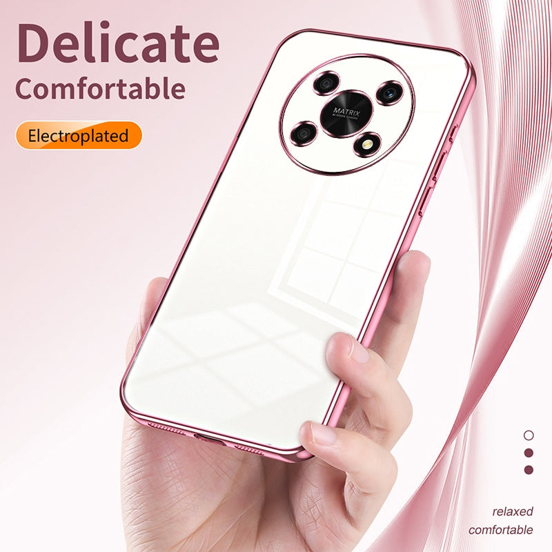 For-Honor-X30-/-X9-5G-Transparent-Plating-Fine-Hole-Phone-Case(Pink)