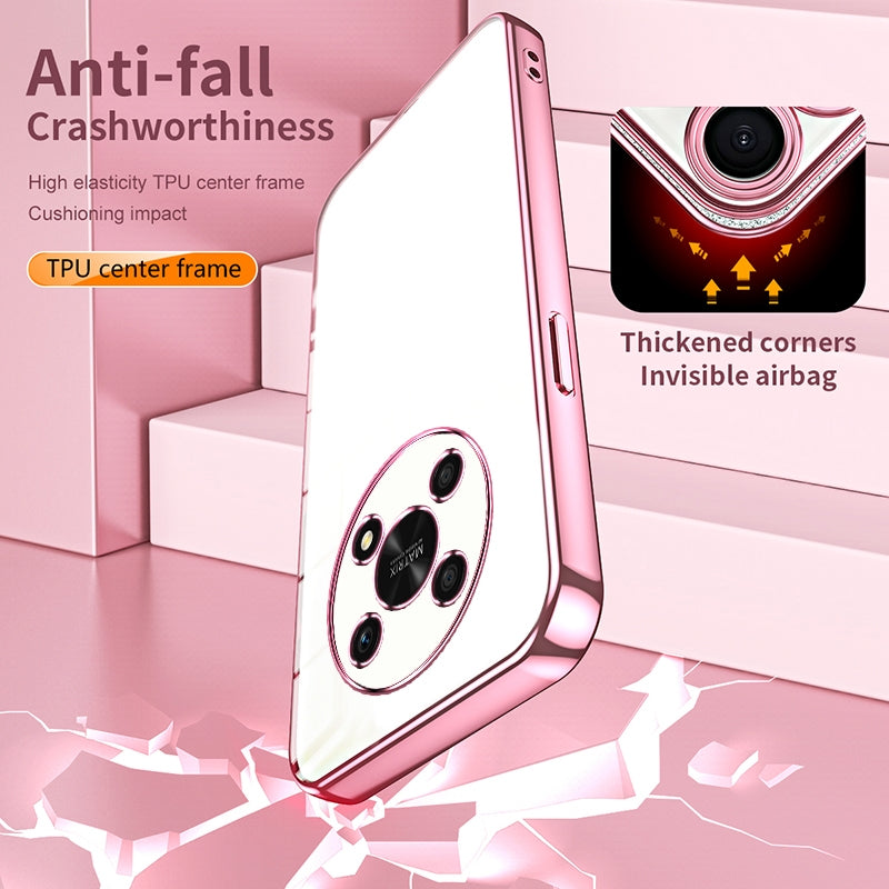For-Honor-X30-/-X9-5G-Transparent-Plating-Fine-Hole-Phone-Case(Pink)