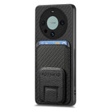For-Honor-X30/X9-5G/Magic4-Lite-Carbon-Fiber-Card-Bag-Fold-Stand-Phone-Case(Black)