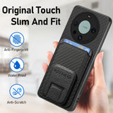 For-Honor-X30/X9-5G/Magic4-Lite-Carbon-Fiber-Card-Bag-Fold-Stand-Phone-Case(Black)