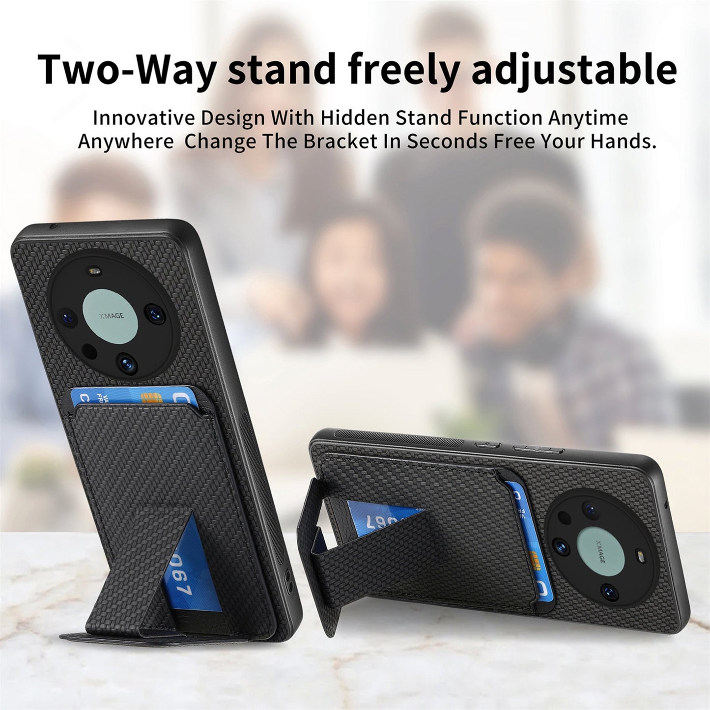 For-Honor-X30/X9-5G/Magic4-Lite-Carbon-Fiber-Card-Bag-Fold-Stand-Phone-Case(Black)