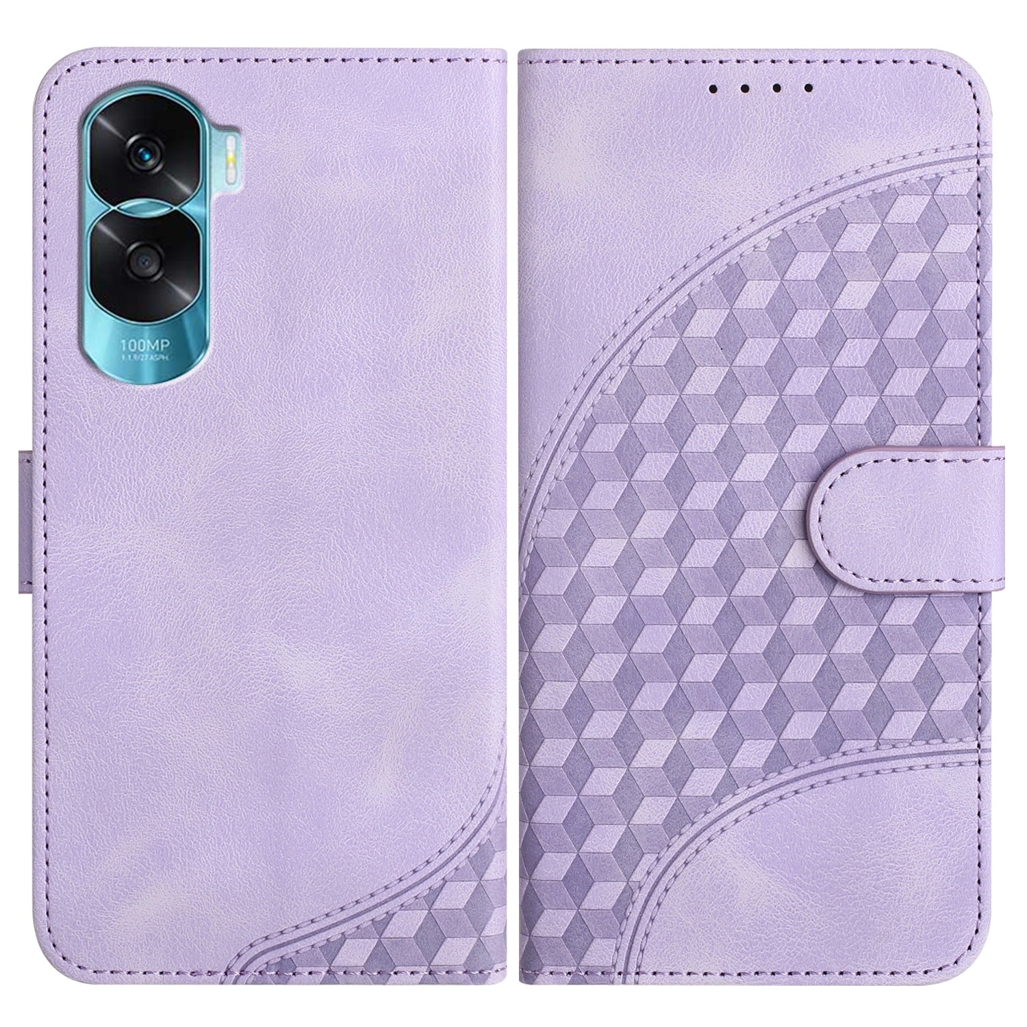 For-Honor-X50i-5G-/-90-Lite-Elephant-Head-Embossed-Phone-Leather-Case-with-Lanyard(Light-Purple)