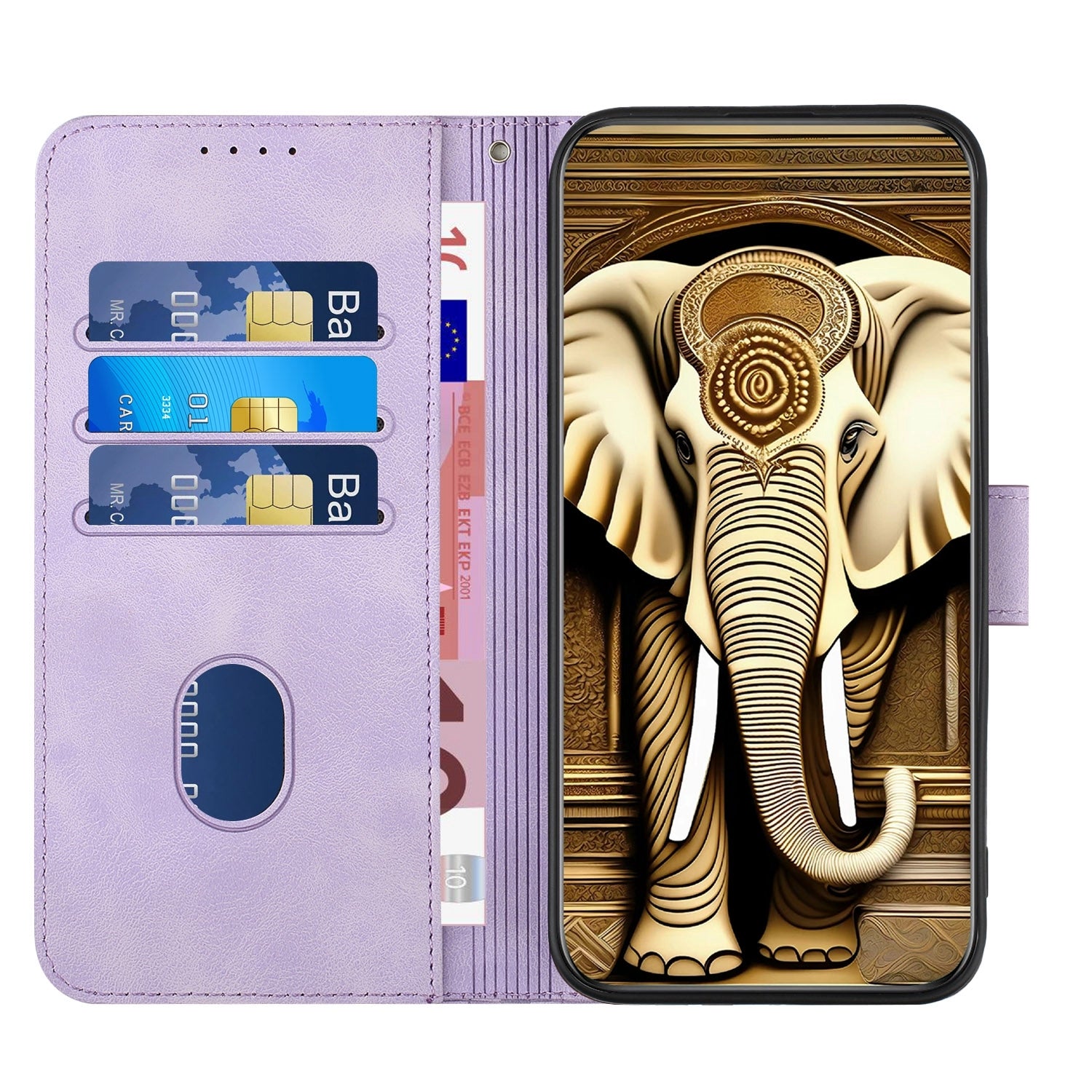 For-Honor-X50i-5G-/-90-Lite-Elephant-Head-Embossed-Phone-Leather-Case-with-Lanyard(Light-Purple)