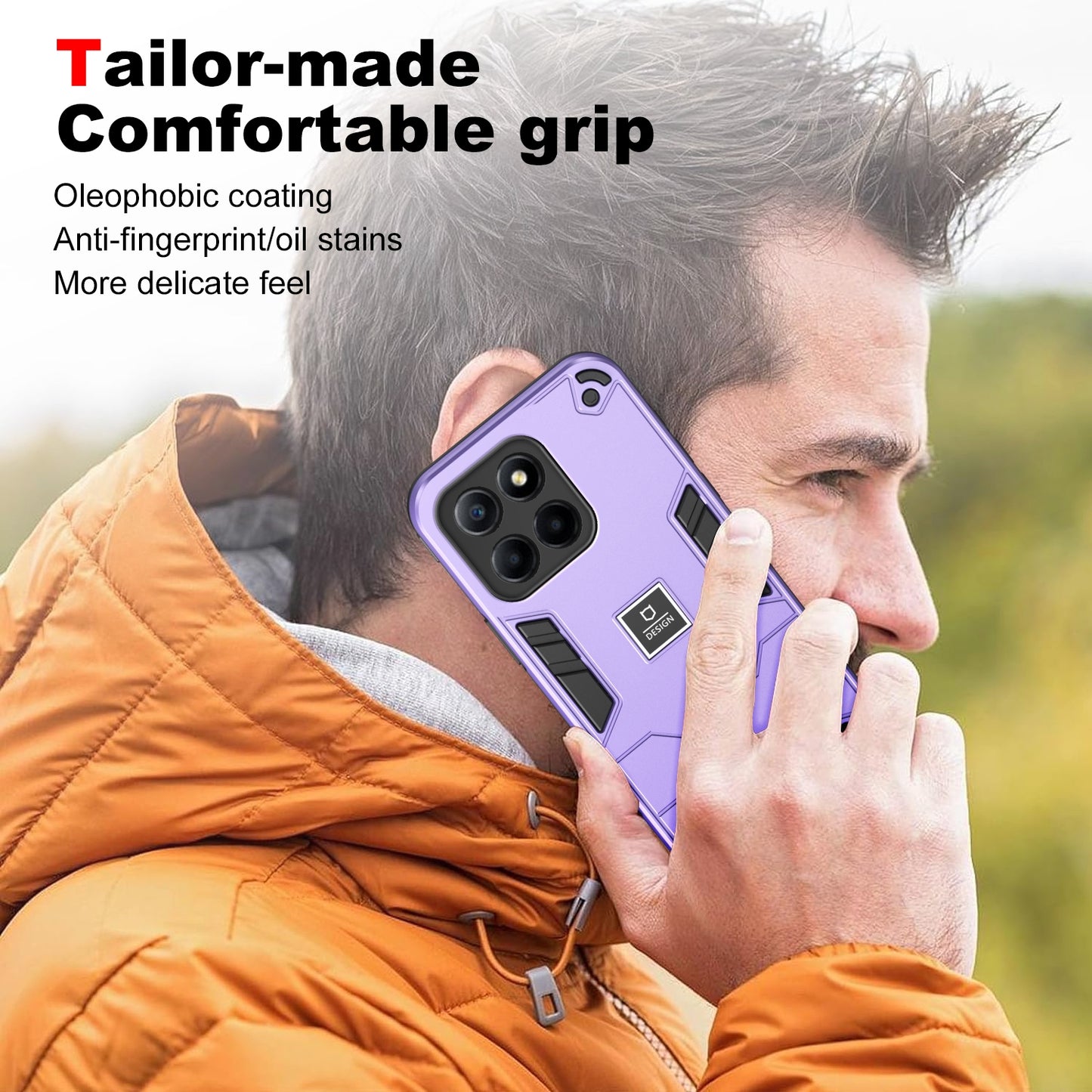 For-Honor-X6-2-in-1-Shockproof-Phone-Case(Purple)