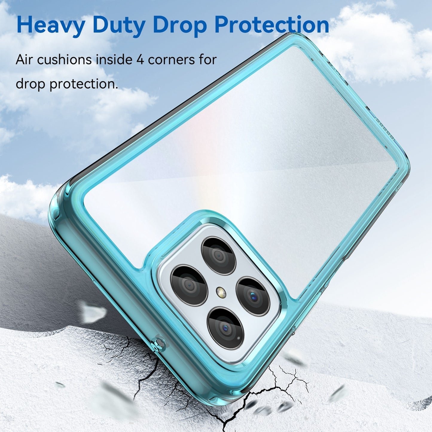 For-Honor-X6-5G-Colorful-Series-Acrylic-Hybrid-TPU-Phone-Case(Transparent-Blue)