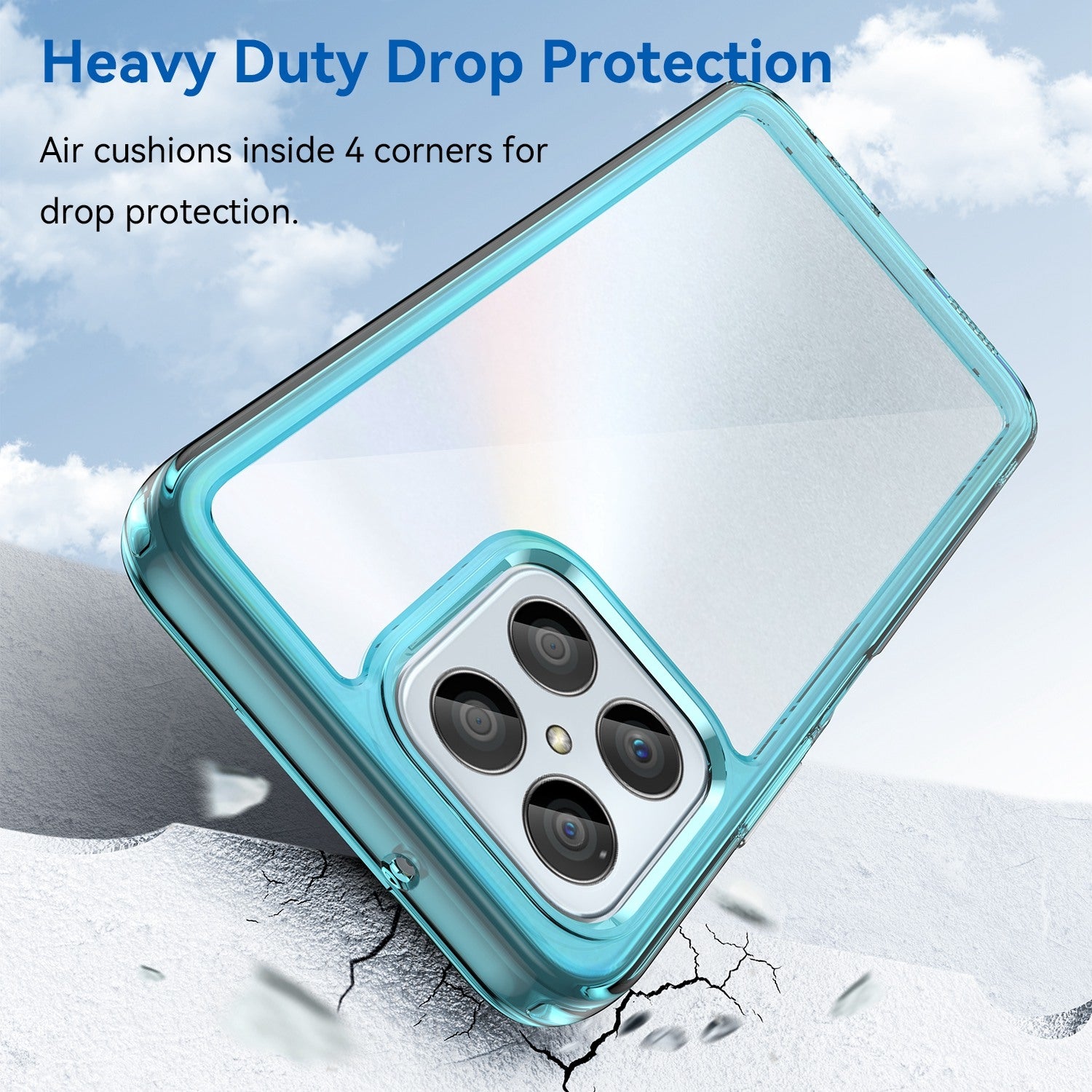 For-Honor-X6-5G-Colorful-Series-Acrylic-Hybrid-TPU-Phone-Case(Transparent-Blue)