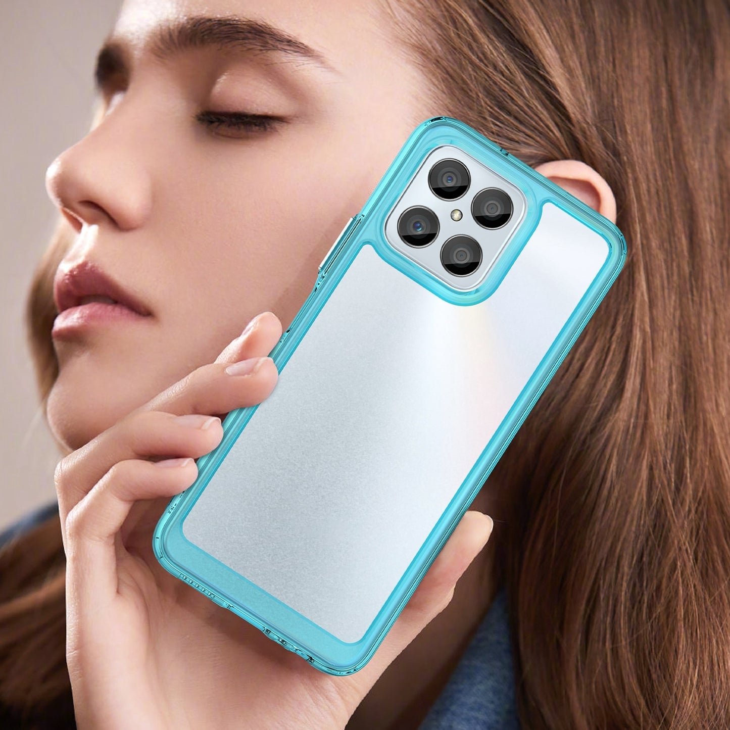 For-Honor-X6-5G-Colorful-Series-Acrylic-Hybrid-TPU-Phone-Case(Transparent-Blue)