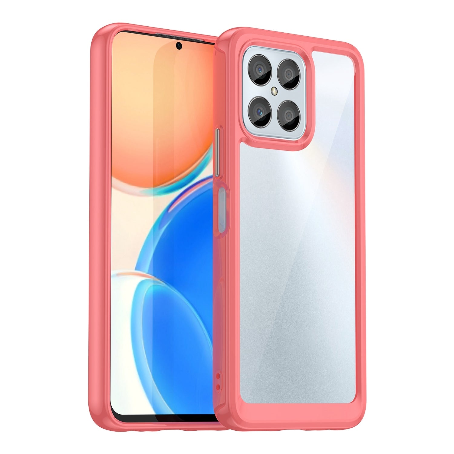 For-Honor-X6-5G-Colorful-Series-Acrylic-Hybrid-TPU-Phone-Case(Red)