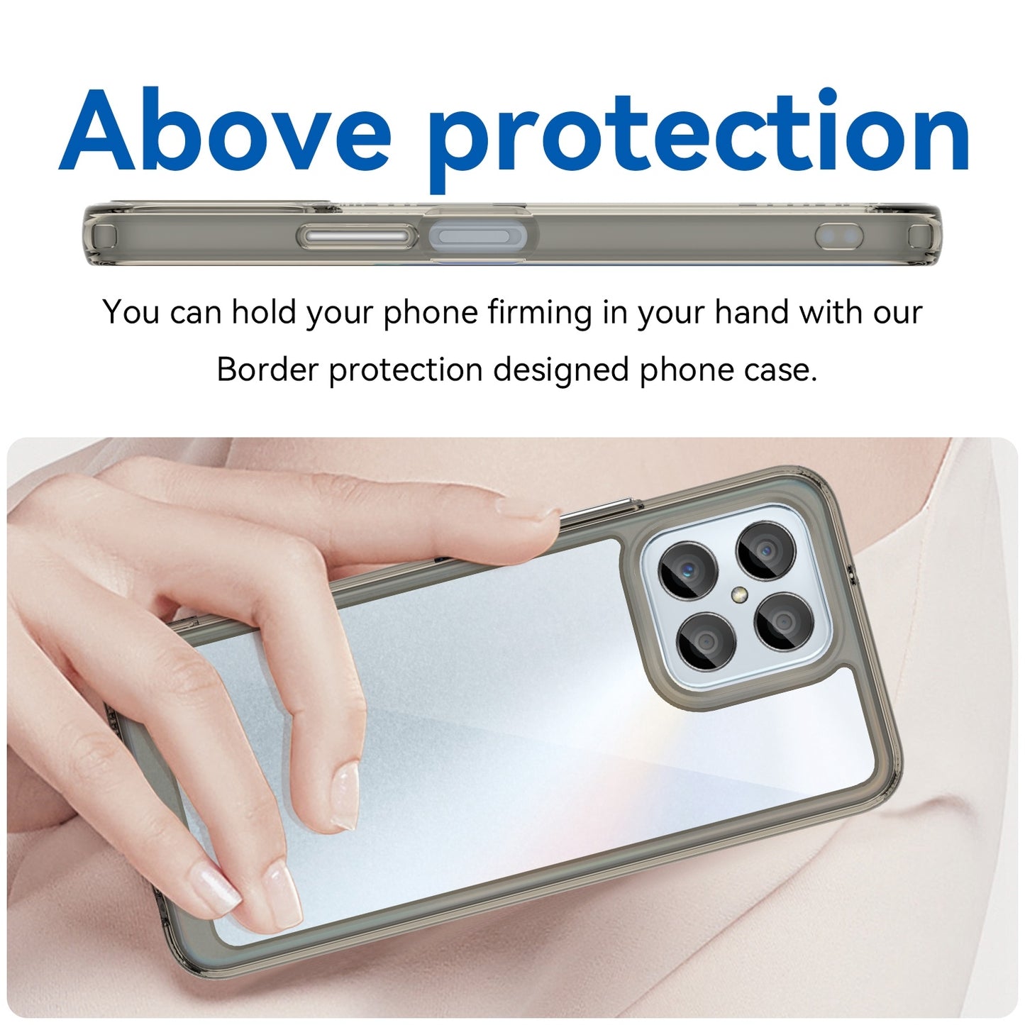 For-Honor-X6-5G-Colorful-Series-Acrylic-Hybrid-TPU-Phone-Case(Transparent-Grey)