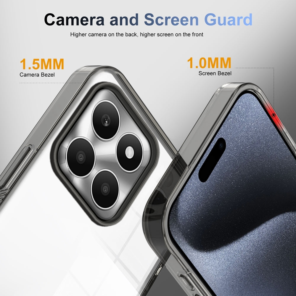 For-Honor-X6a-Anti-slip-Clear-Acrylic-Hybrid-TPU-Phone-Case(Black)