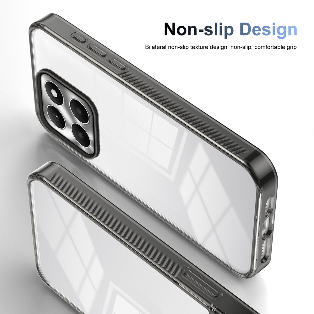 For-Honor-X6a-Anti-slip-Clear-Acrylic-Hybrid-TPU-Phone-Case(Black)