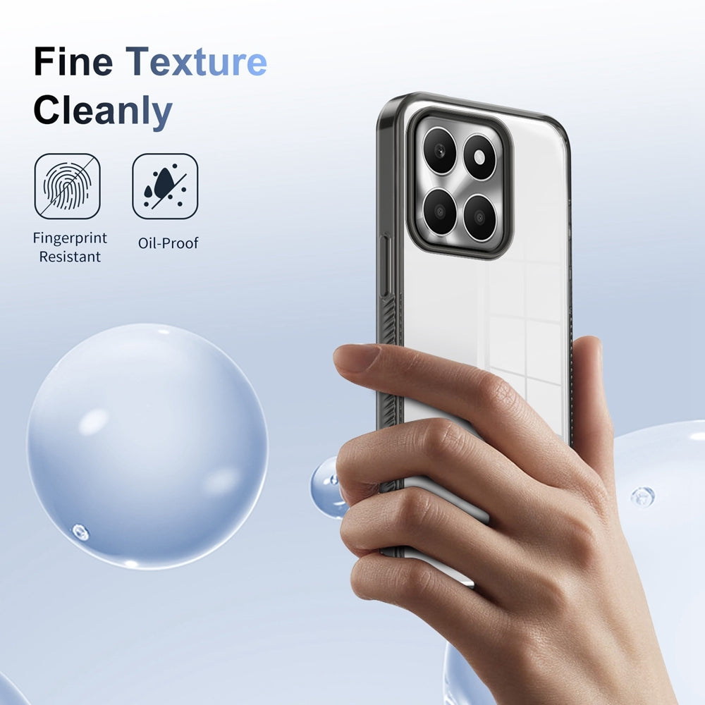 For-Honor-X6a-Anti-slip-Clear-Acrylic-Hybrid-TPU-Phone-Case(Black)