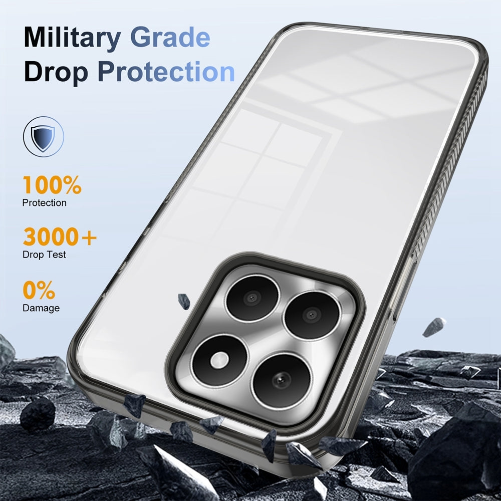 For-Honor-X6a-Anti-slip-Clear-Acrylic-Hybrid-TPU-Phone-Case(Black)