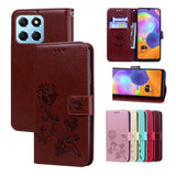 For-Honor-X6a-Rose-Embossed-Flip-PU-Leather-Phone-Case(Brown)