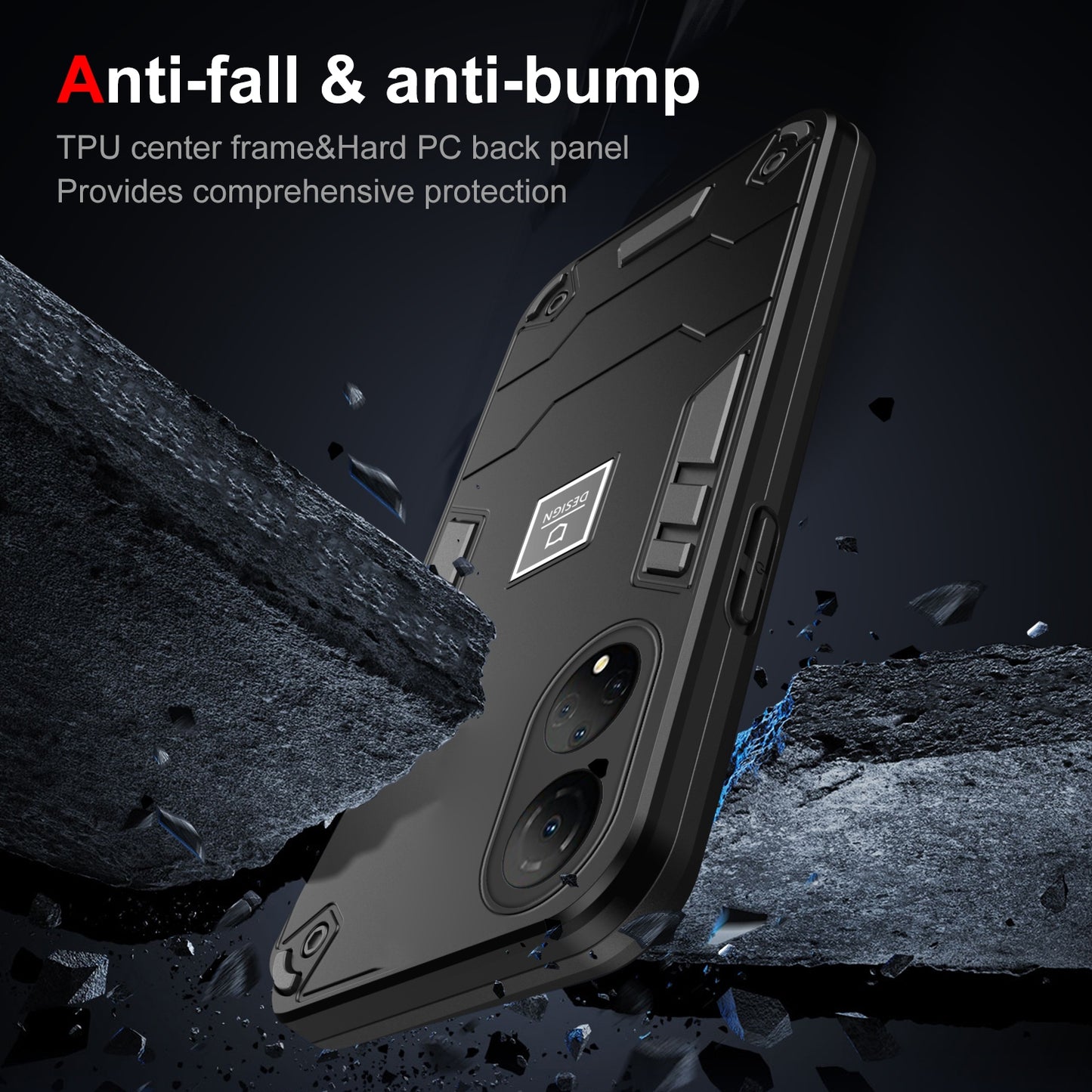 For-Honor-X7-2-in-1-Shockproof-Phone-Case(Black)