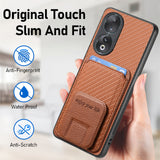 For-Honor-X7-Carbon-Fiber-Card-Bag-Fold-Stand-Phone-Case(Brown)